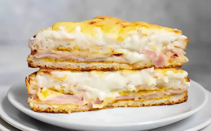 croque monsieur dorato e gratinato appena sfornato